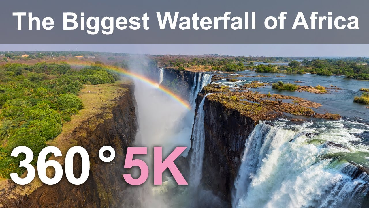 360 video, 维多利亚瀑布。非洲最大的瀑布 Victoria Falls. The Biggest Waterfall of Africa. 5K aerial v ...